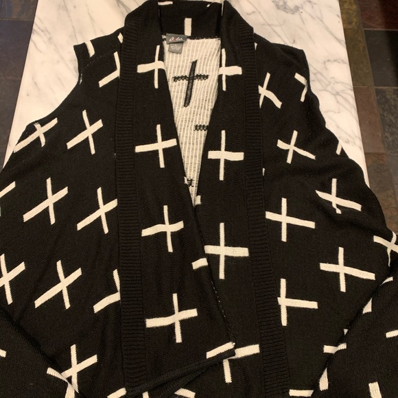 Dots Knit Long Cardigan Cross Sweater Size Large - Picture 5 of 7